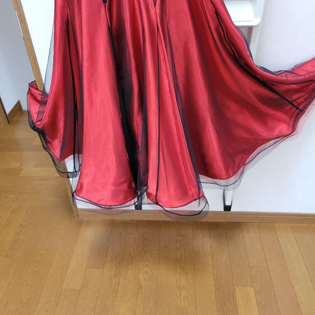 社交ダンスドレス 赤と黒 レース　L寸