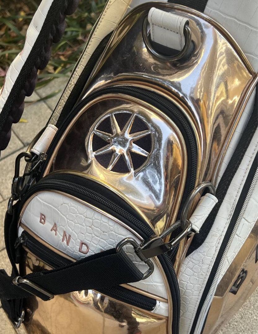 BANDEL Golf / バンデル　キャディバッグ　クロコ型押し　金ｘ白