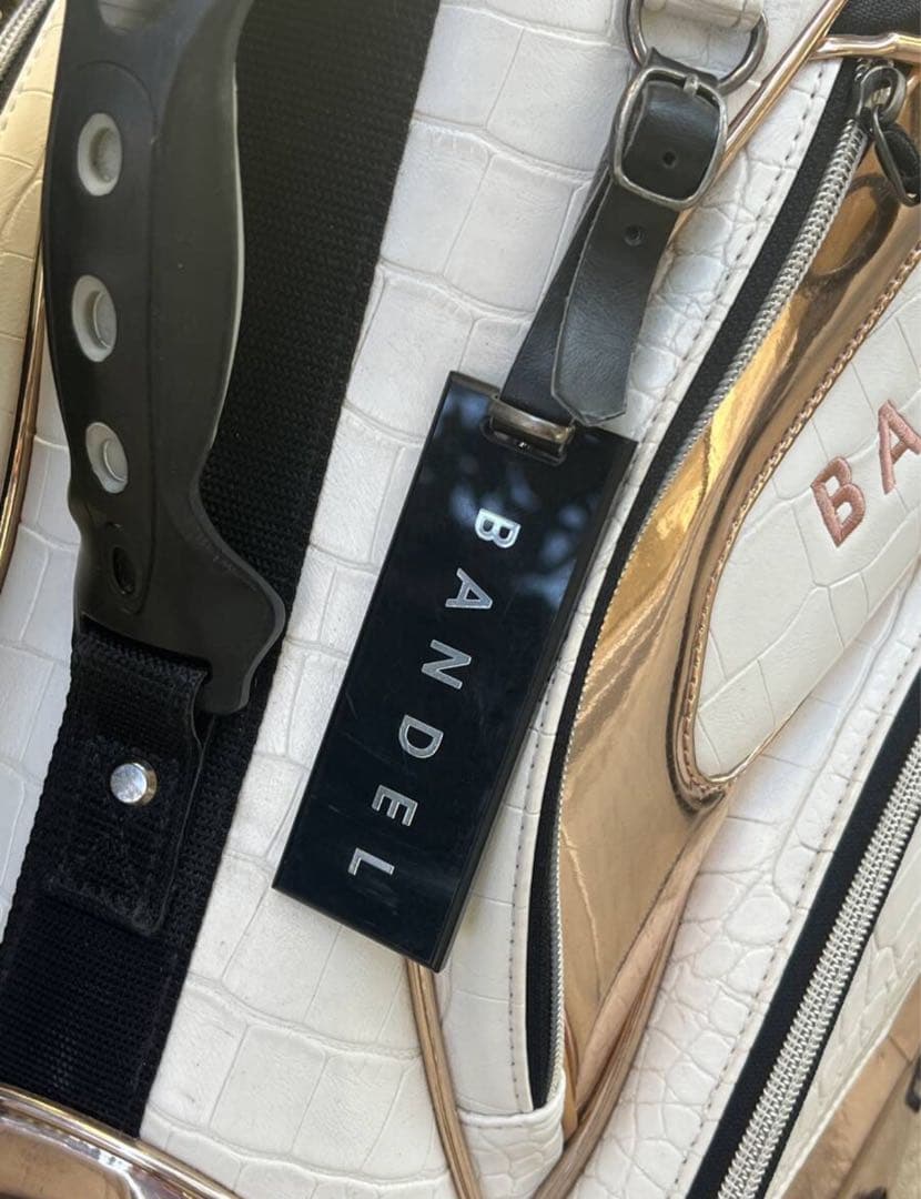 BANDEL Golf / バンデル　キャディバッグ　クロコ型押し　金ｘ白