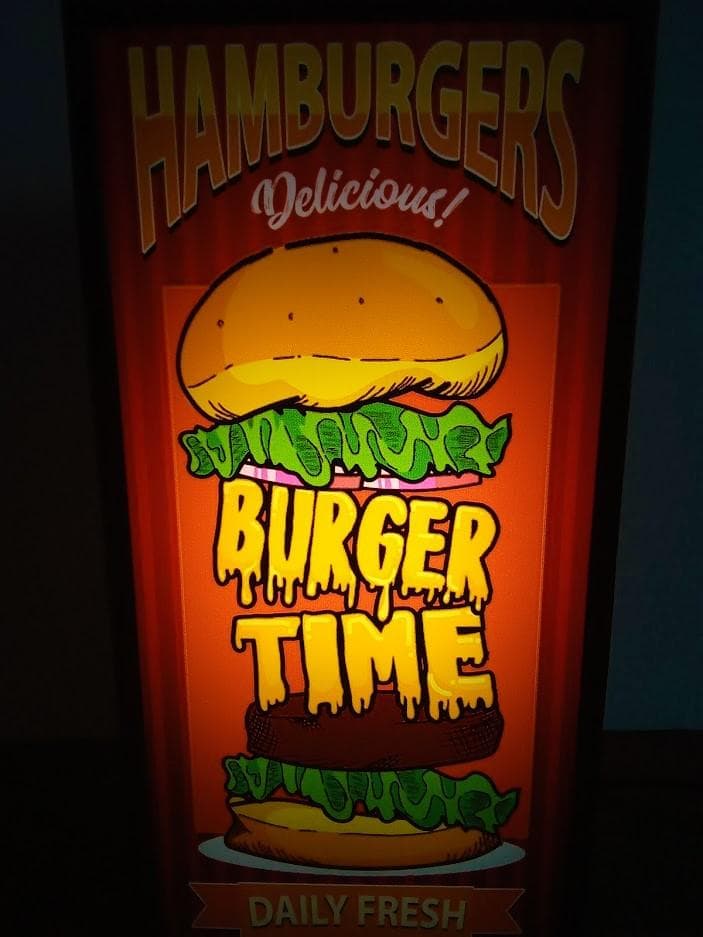 ハンバーガー ファーストフード カフェ 看板 置物 アメリカン雑貨 ライトBOX
