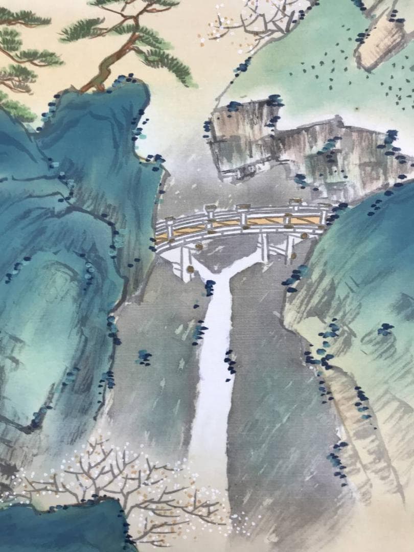 真作/紅雲/蓬莱山図/山水図/祝事山水図/掛軸☆宝船☆AE-281