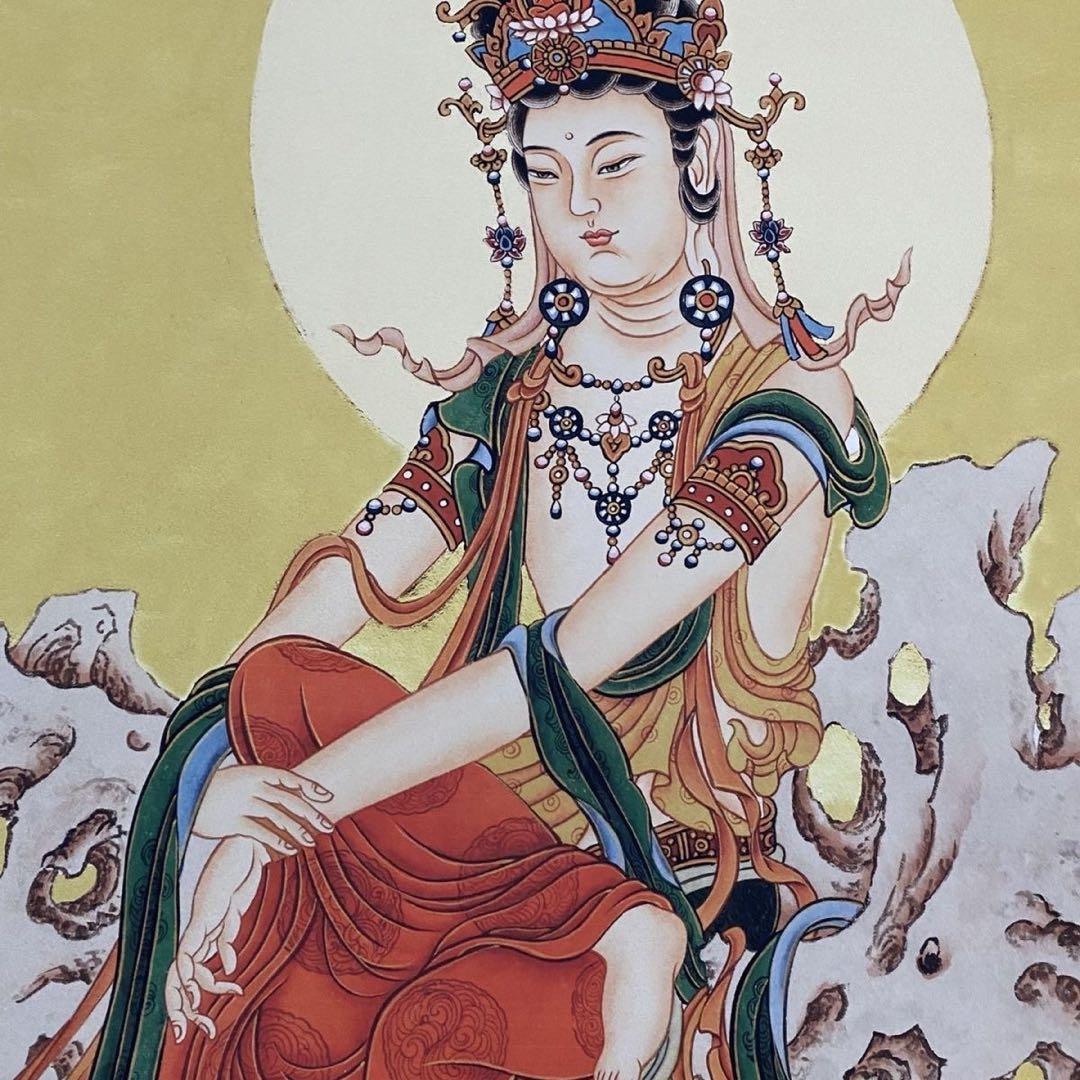 张大千 水月观音 中国画 掛け軸 水墨画 和室 玄関 茶室 壁掛け 美術品