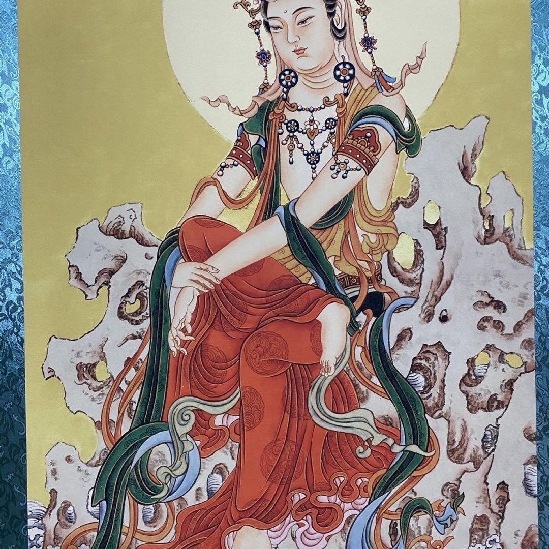 张大千 水月观音 中国画 掛け軸 水墨画 和室 玄関 茶室 壁掛け 美術品