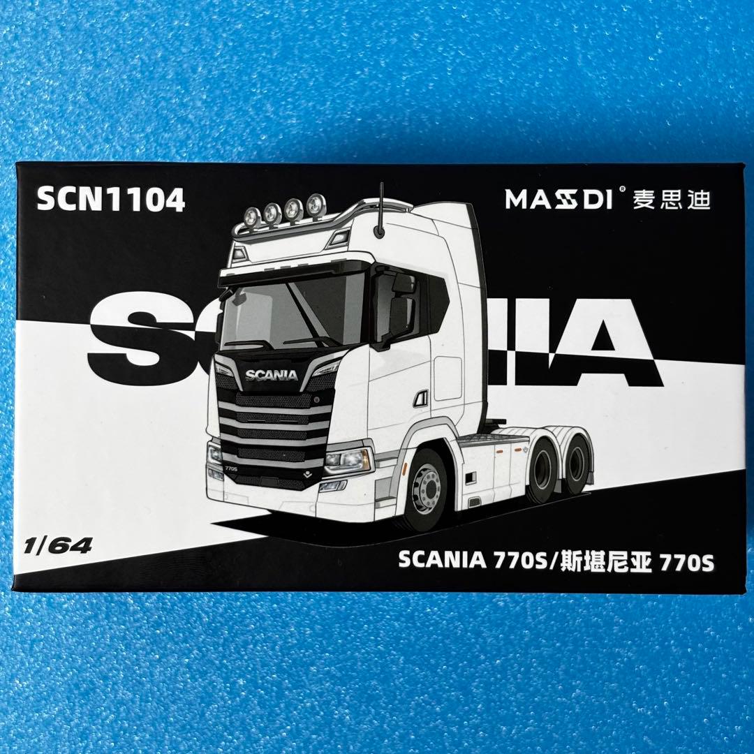 1/64 マスディ　スカニア　トラック　トレーラーヘッド　ミニカー　ホワイト　白