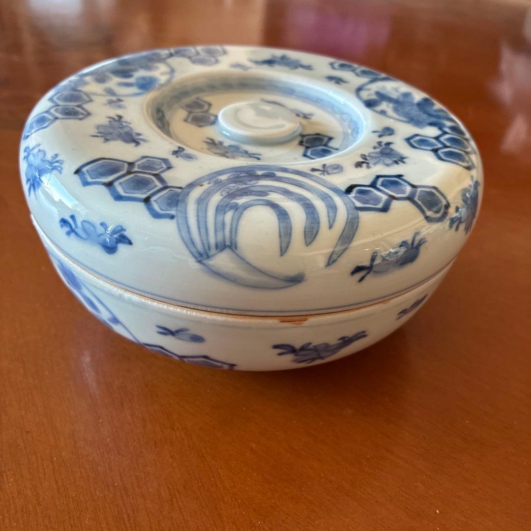 古伊万里　蓋付　鉢　染付