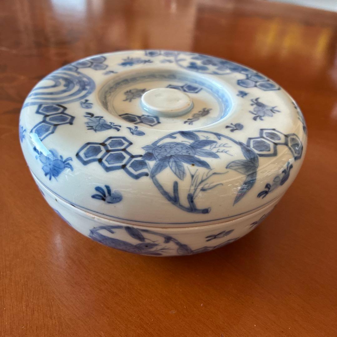 古伊万里　蓋付　鉢　染付
