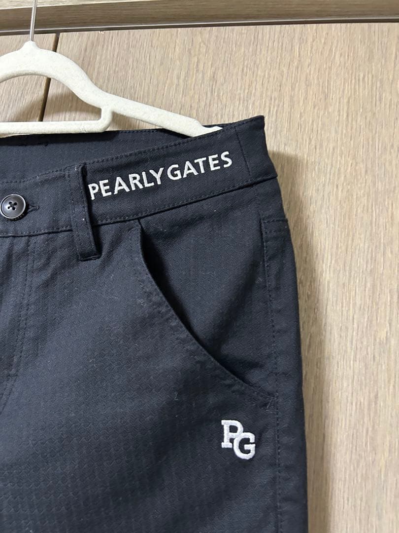 PEARLY GATES ゴルフパンツ PGロゴ リボン 黒 サイズ0
