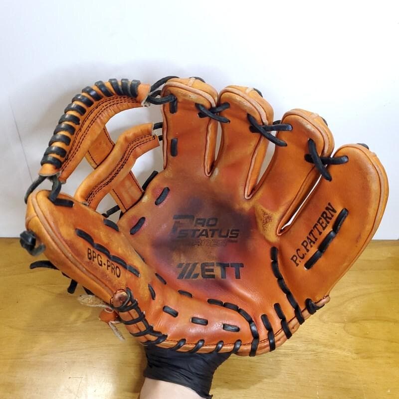 ZETT 日本製 プロステイタス 佐藤刻印 旧ラベル レア 内野用 硬式グローブ