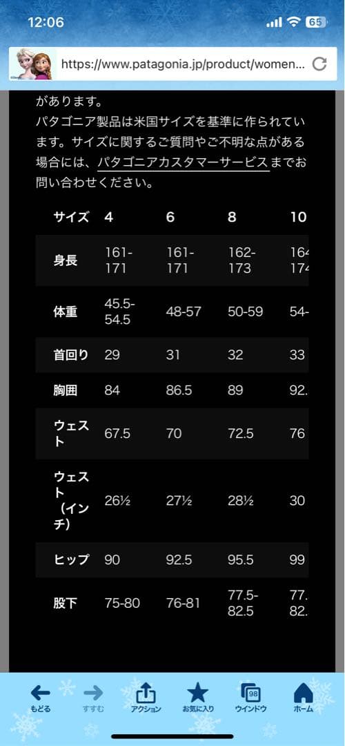 patagonia ショートジョン 黒　サイズ6 着用3回　　後ろリボン