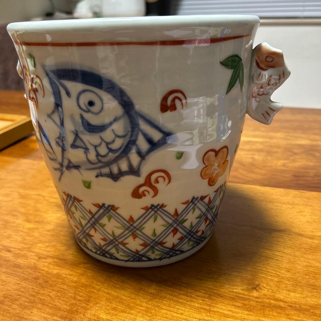 【レア】陶器ワインクーラー　庫山窯　前畑陶器　縁起商店　縁起物　めで鯛