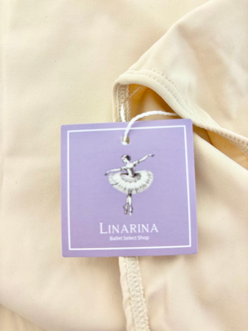 LINARINA ベージュ 花柄刺繍 ワンピースレオタード　Sサイズ