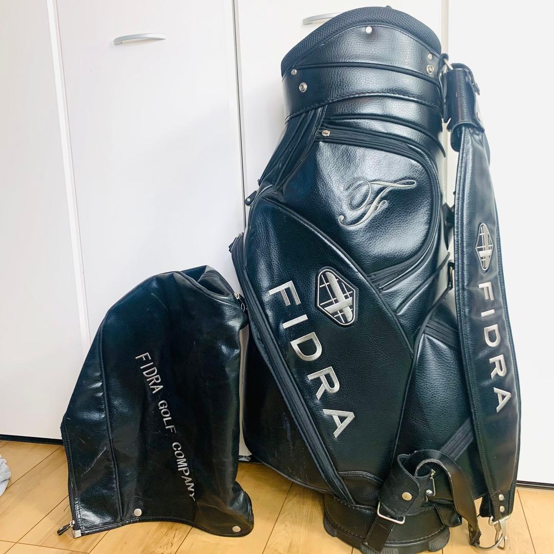 FIDRA 本革 キャディバッグ ブラック フード付き レザー ゴルフバッグ