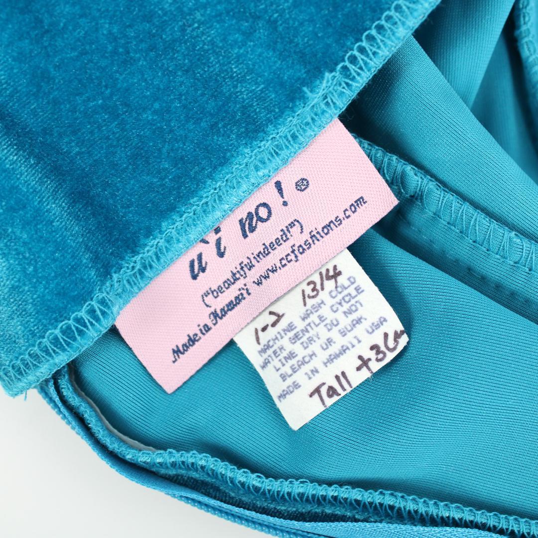 【フラダンス用衣装 美品 ベロアドレス】CCFASHIONS セルリアンブルー
