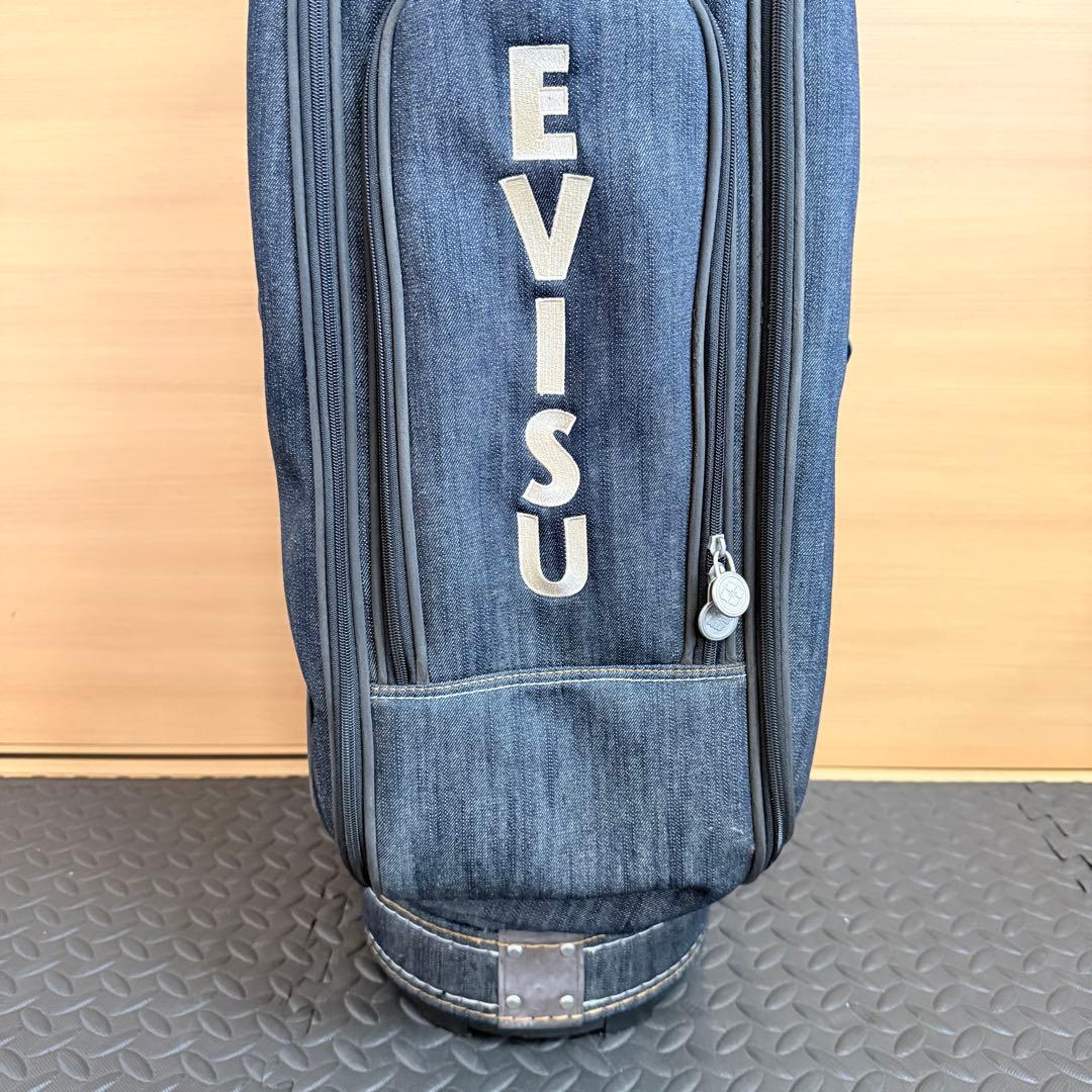 EVISU キャディバッグ デニム 6分割 劣化あり ヘッドカバー付 エヴィス
