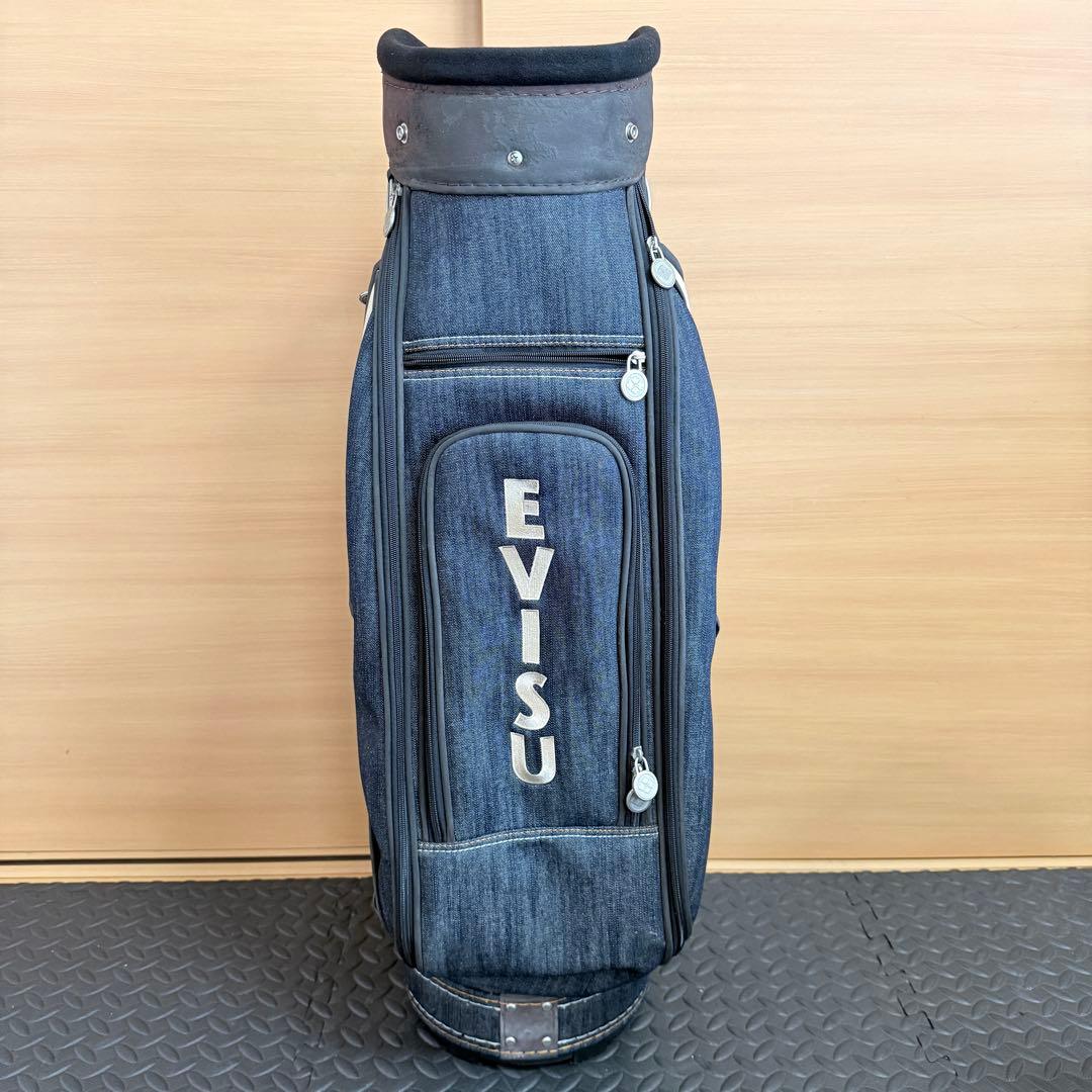 EVISU キャディバッグ デニム 6分割 劣化あり ヘッドカバー付 エヴィス