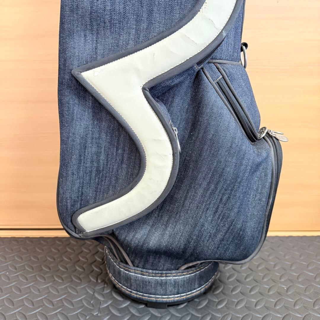 EVISU キャディバッグ デニム 6分割 劣化あり ヘッドカバー付 エヴィス