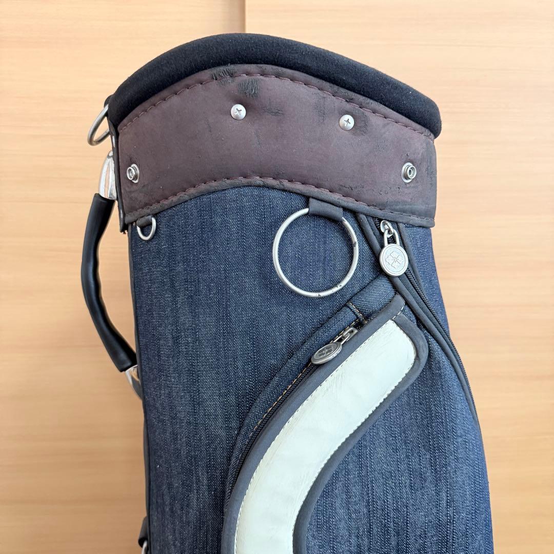 EVISU キャディバッグ デニム 6分割 劣化あり ヘッドカバー付 エヴィス
