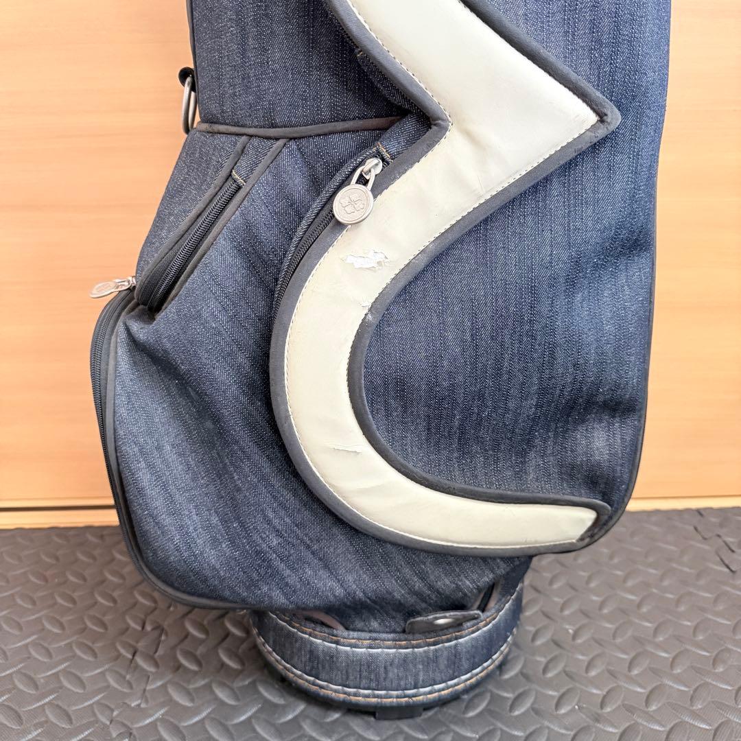 EVISU キャディバッグ デニム 6分割 劣化あり ヘッドカバー付 エヴィス