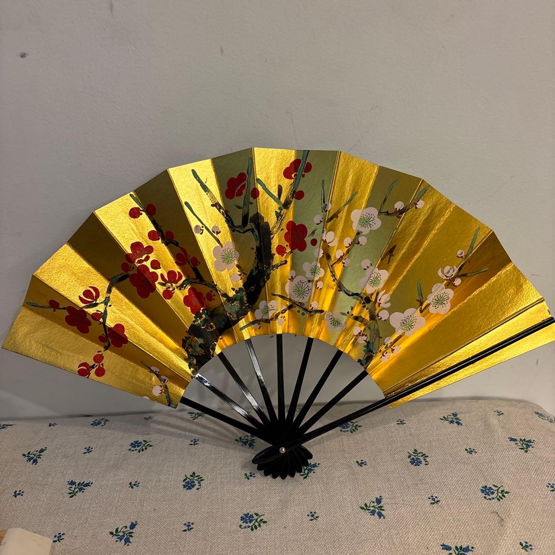 舞扇子 シルバー ゴールド 梅の花　藤間流