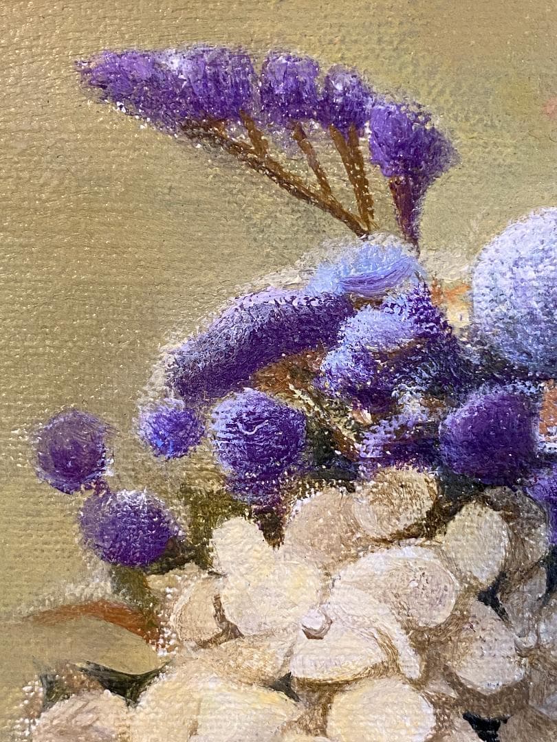 「真作」熊川昭典「野の花」静物画　油彩画　額装　サイン有り　F4号