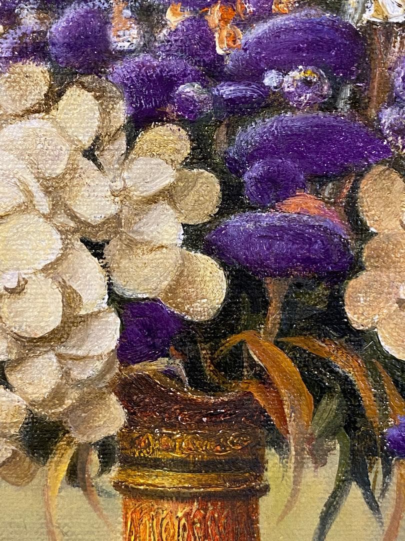 「真作」熊川昭典「野の花」静物画　油彩画　額装　サイン有り　F4号