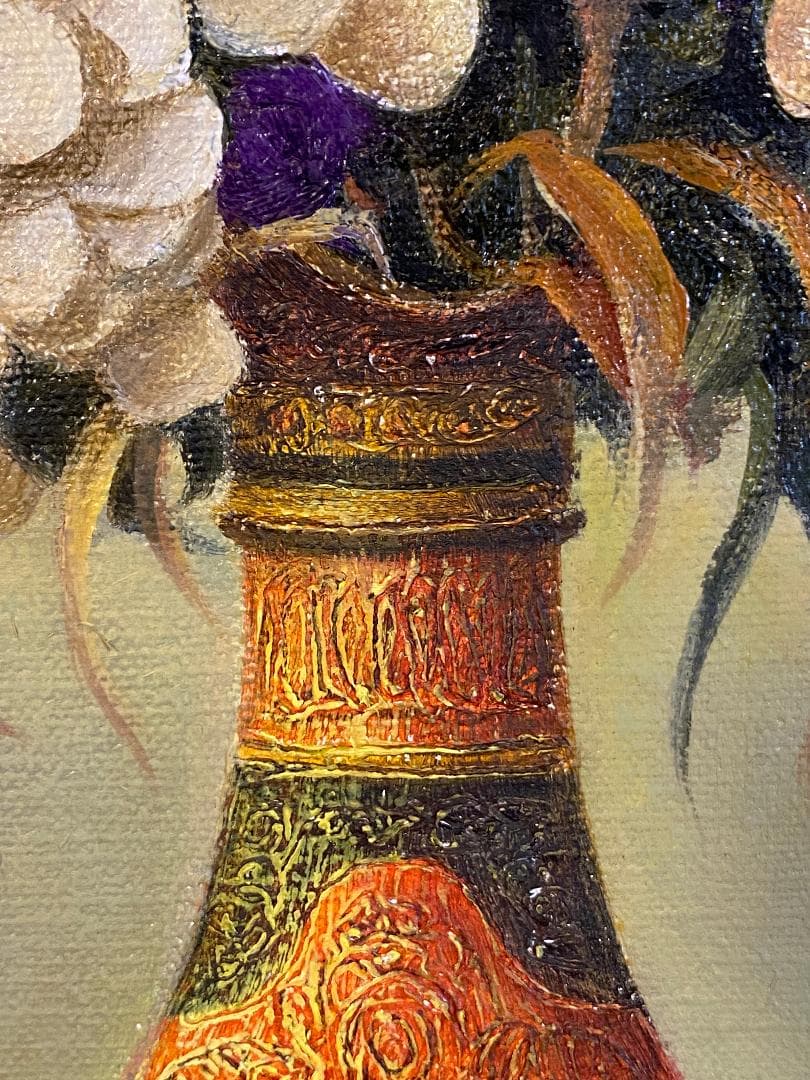 「真作」熊川昭典「野の花」静物画　油彩画　額装　サイン有り　F4号