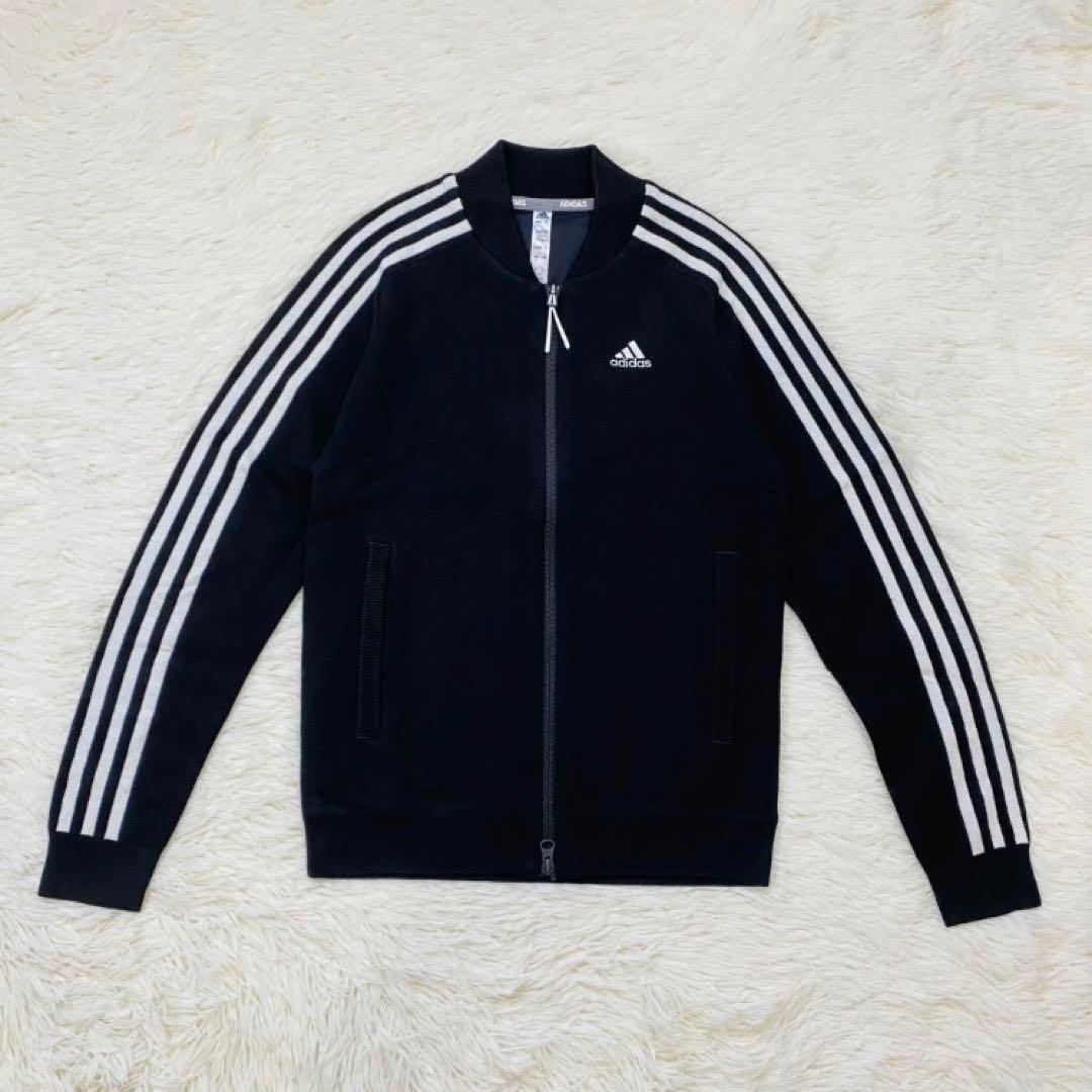 【新品】アディダス　ニット　上下 セットアップ黒　S