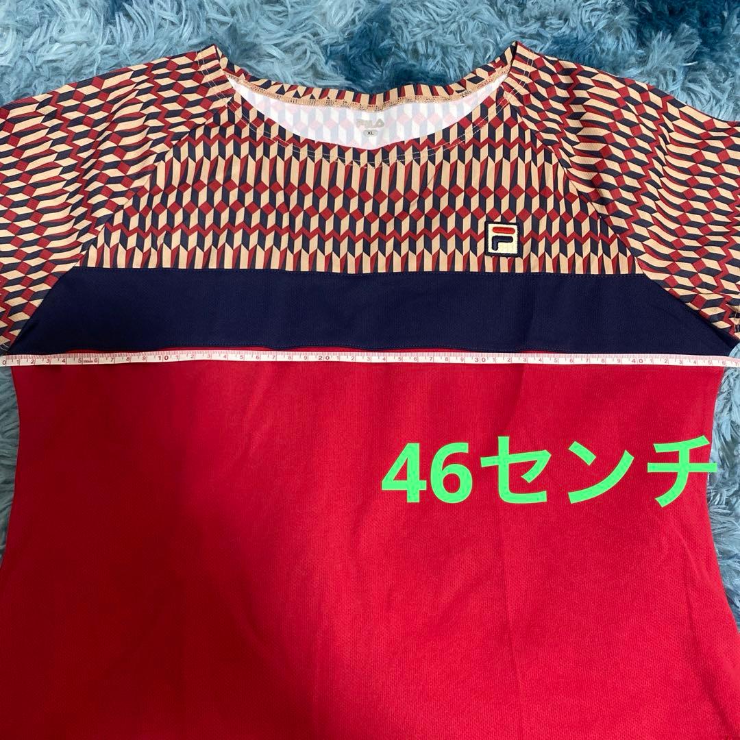 FILA テニス　上下セット　レディース　テニスウェア　XL M 赤　柄