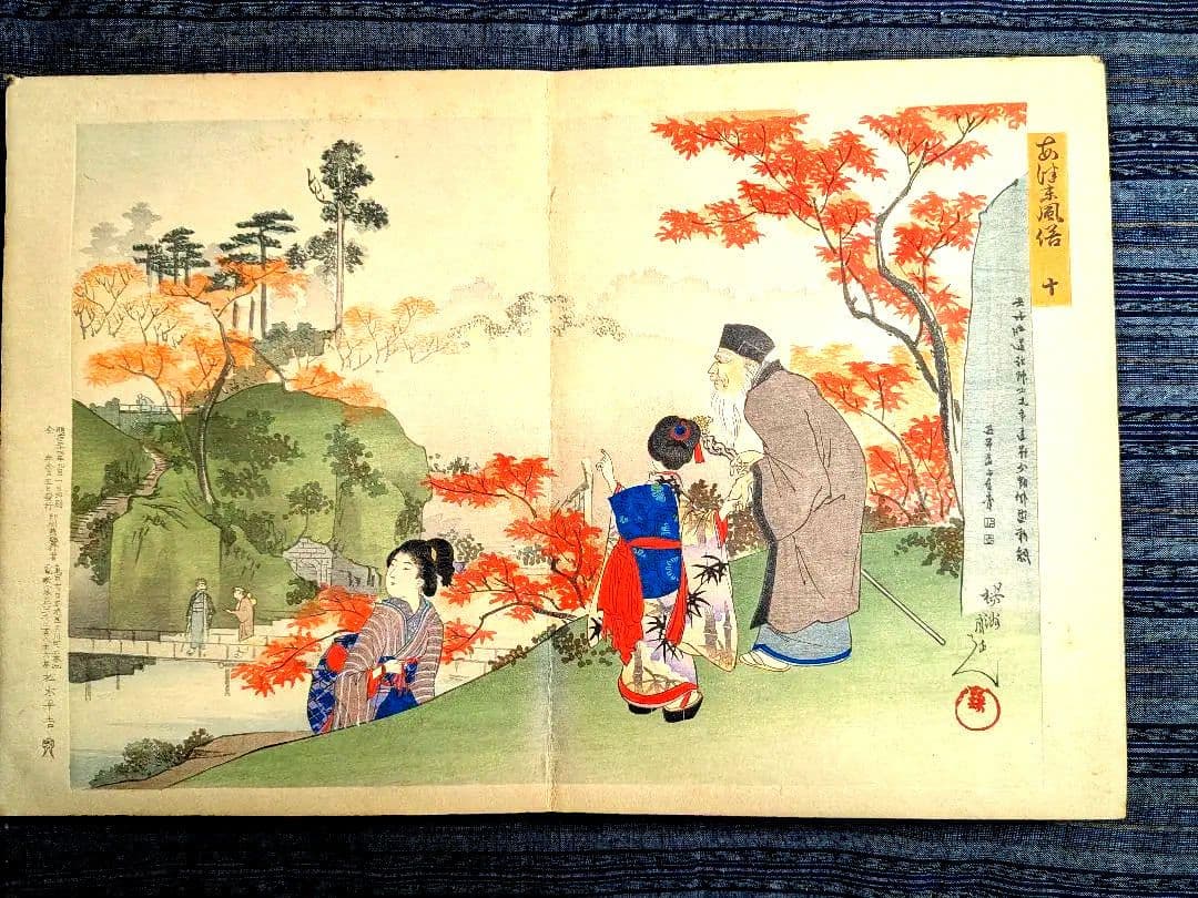 浮世絵 「安津未風俗図録」 12画 絵師 楊洲周延 版元大黒屋 松木平吉