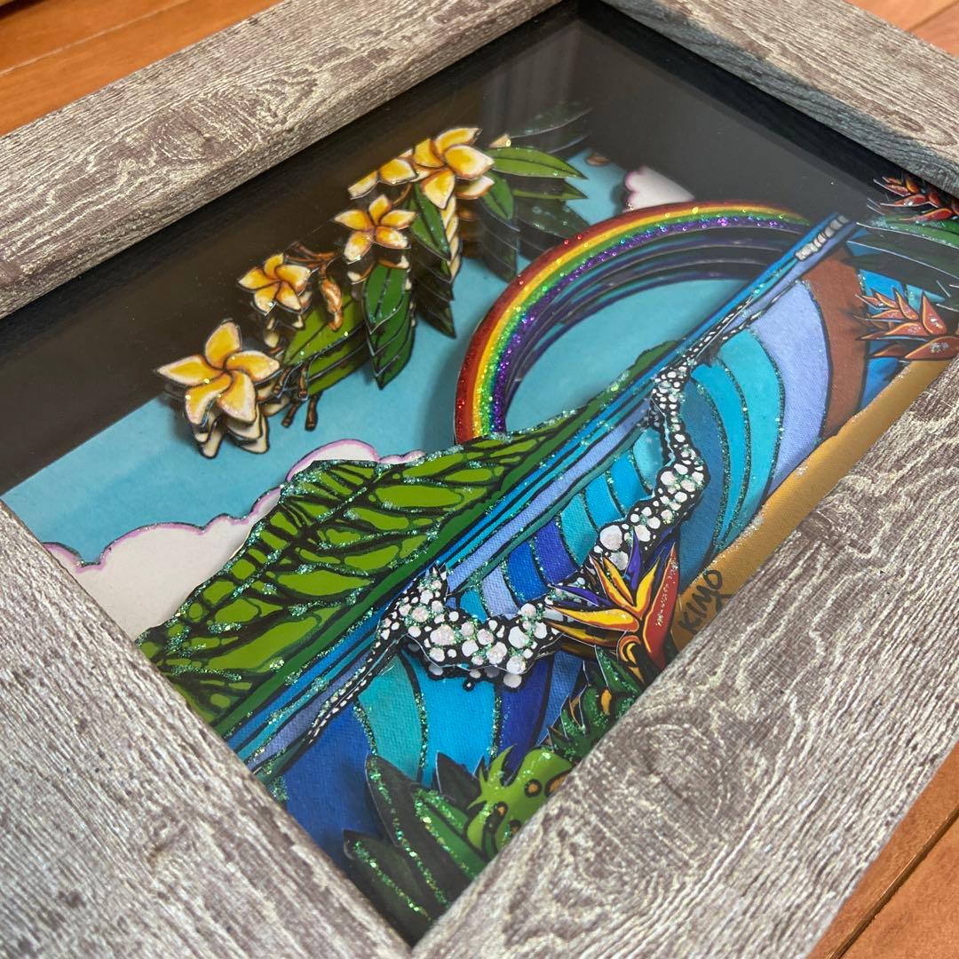 ハワイ　ホノルル　シャドーボックス　重ね絵　切り絵　アート　絵