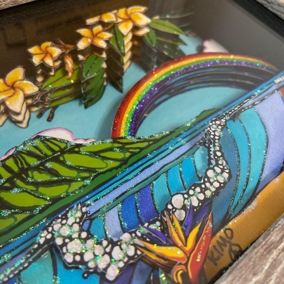 ハワイ　ホノルル　シャドーボックス　重ね絵　切り絵　アート　絵
