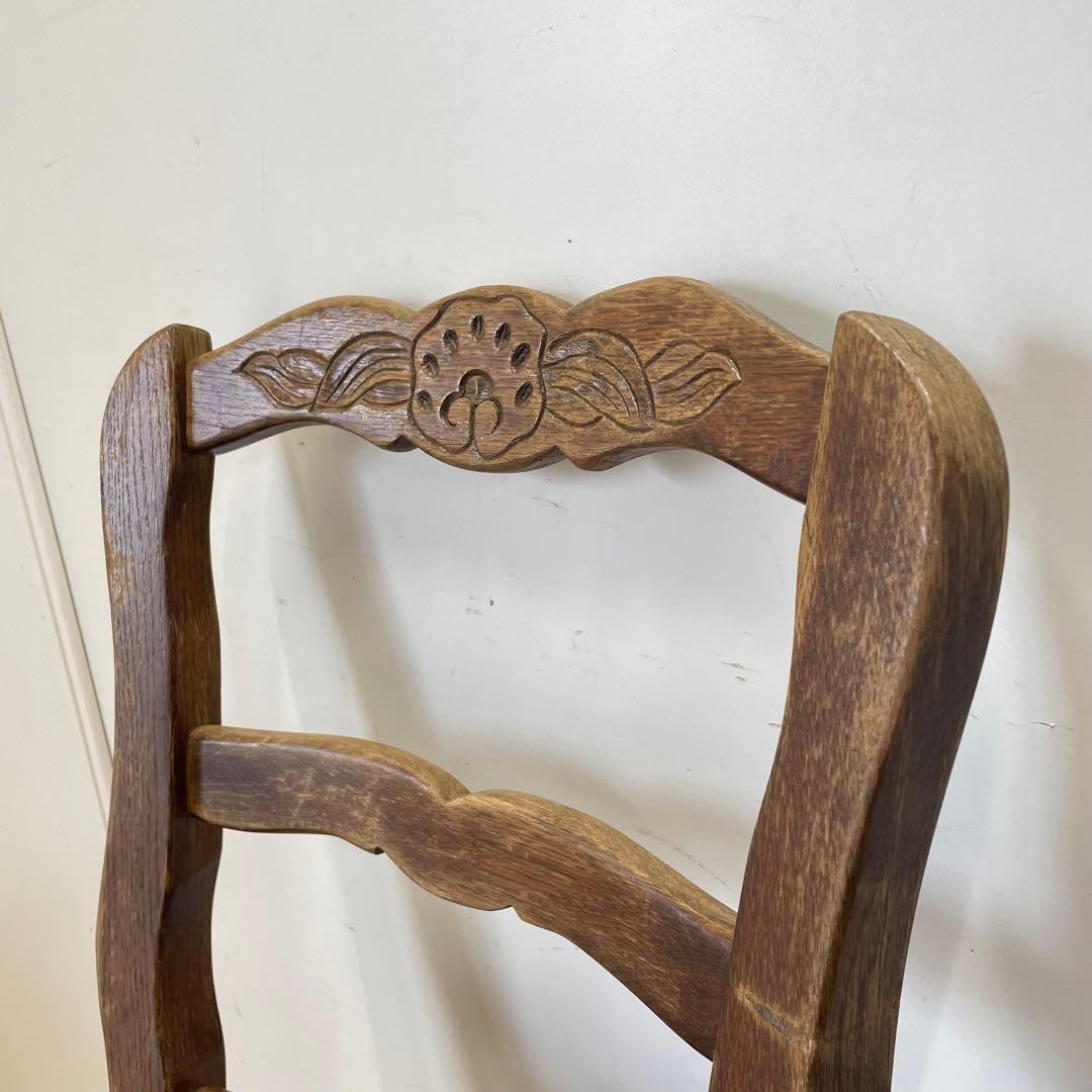 ルーマニア製 オーク材 猫脚チェア 本革 レザー 彫刻 椅子 イス アンティーク