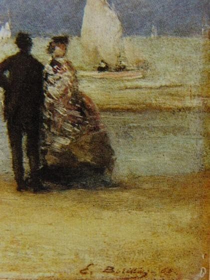 ウジェーヌ・ブーダン、「ドーヴィルの海水浴」、希少画集画、新品高級額