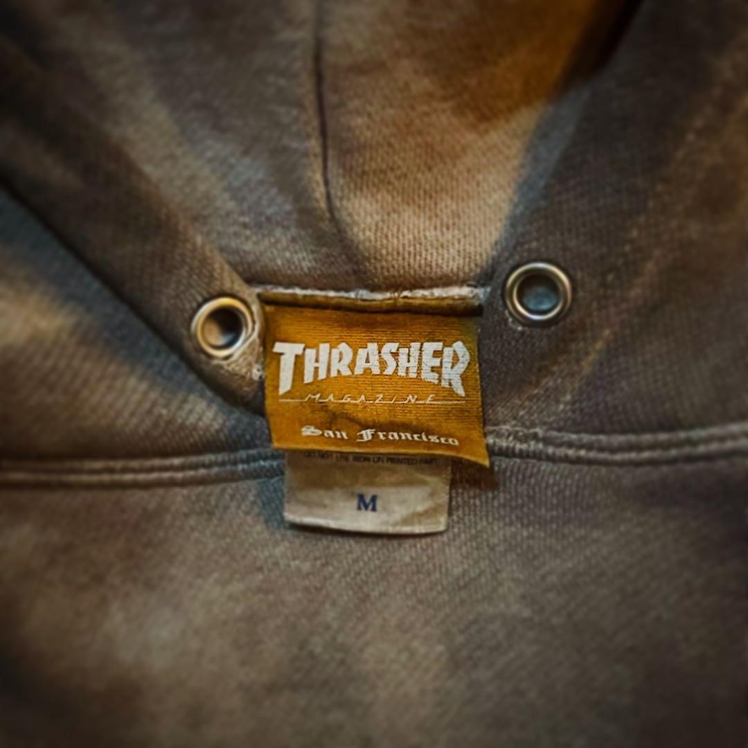 美品/一点モノ　THRASHER スラッシャー パーカー M 墨汁染め加工