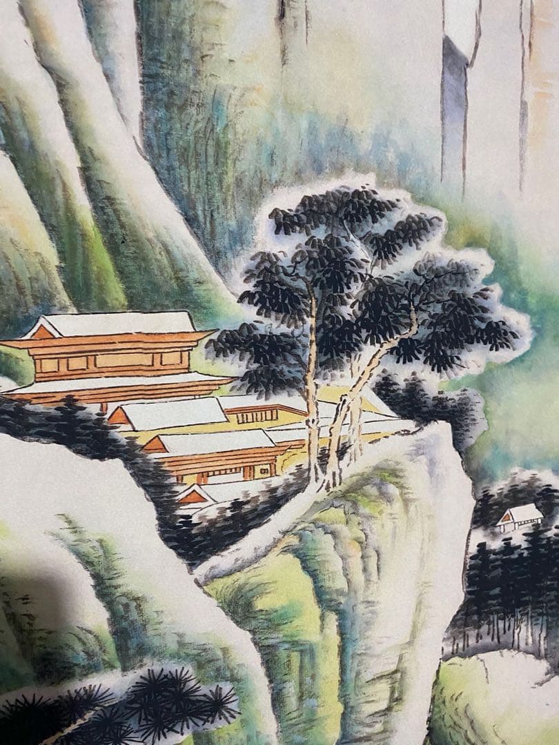 仇英 雪景山水 中国画 掛け軸 水墨画 和室 玄関 茶室 壁掛け 美術品
