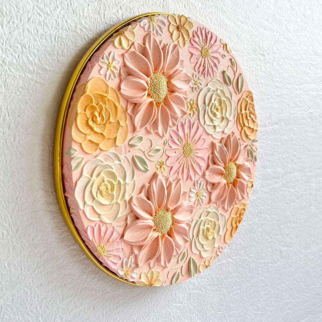 テクスチャーアート　絵画　インテリアアート　花　立体　絵　北欧インテリア　花の絵