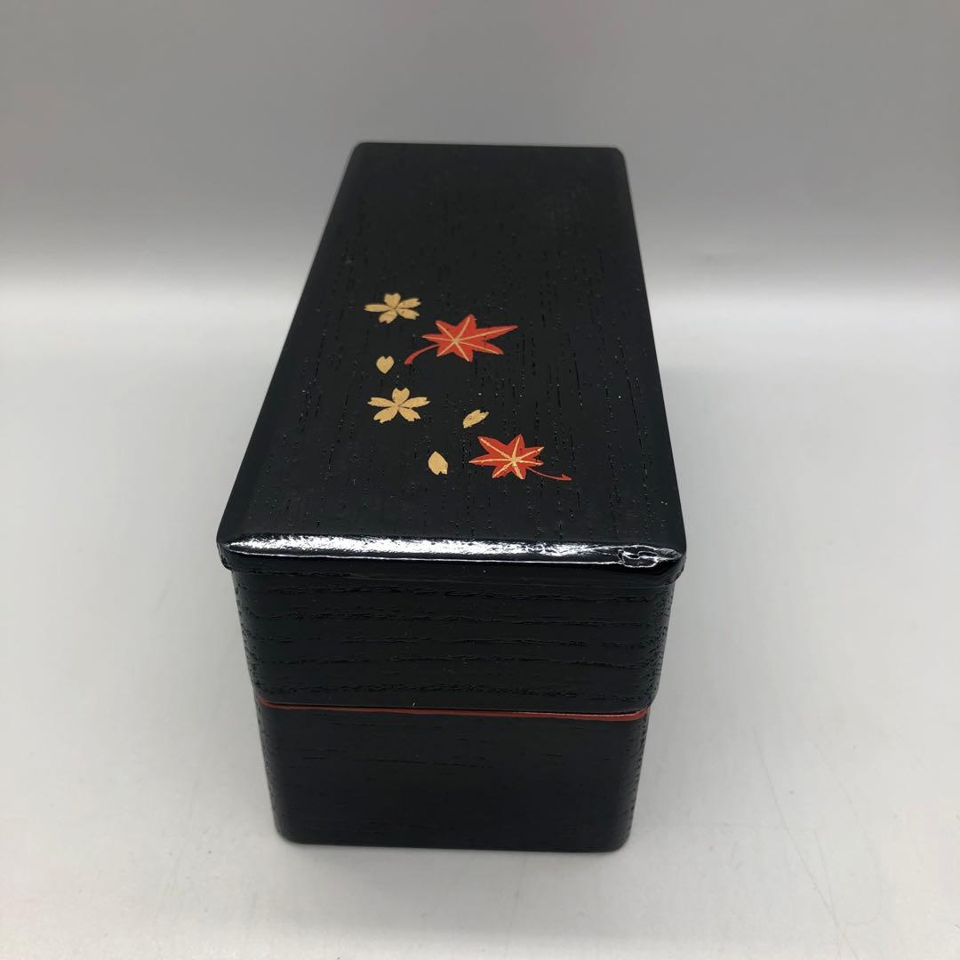 天然木漆塗り桜紅葉金彩さくらもみじ長手二段弁当箱春秋重箱高級伝統工芸品