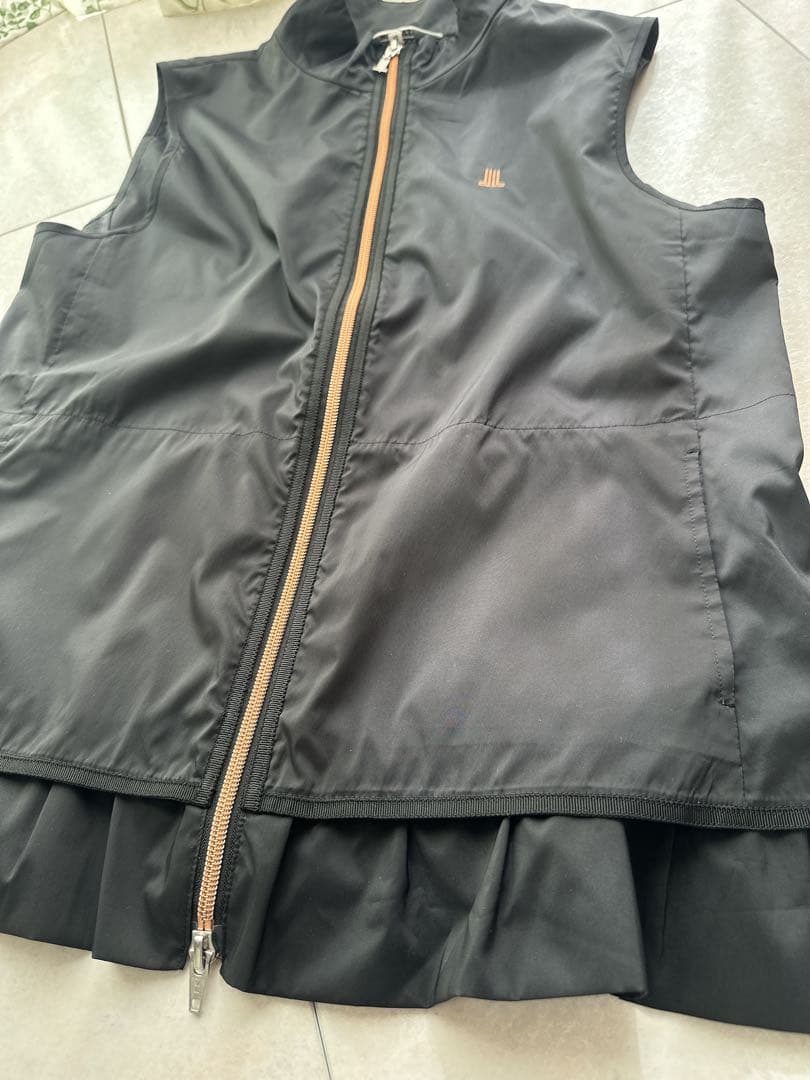 LANVIN スポーツ ランバン ベスト フリル ブラック 黒 42 ゴルフ