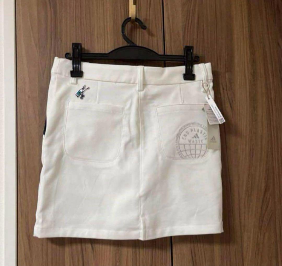 新品✨アディダスゴルフ　上下　長袖モックネックシャツ　スカート　ネイビー　白　M