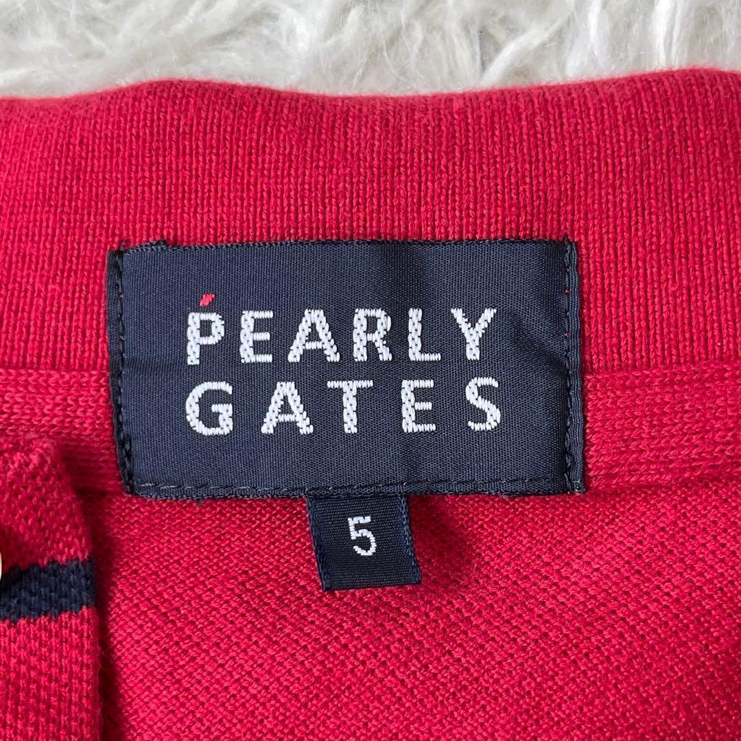 PEARLYパーリーゲイツ　ポロシャツ　ボーダー　レッド