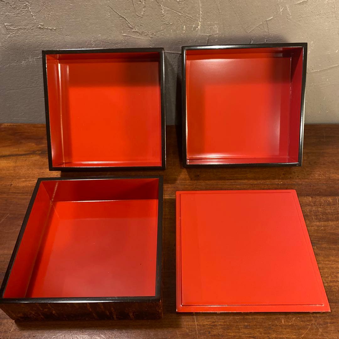 未使用品 秋田角舘 樺細工 三段重箱 桜皮細工 伝統工芸 道具箱 収納
