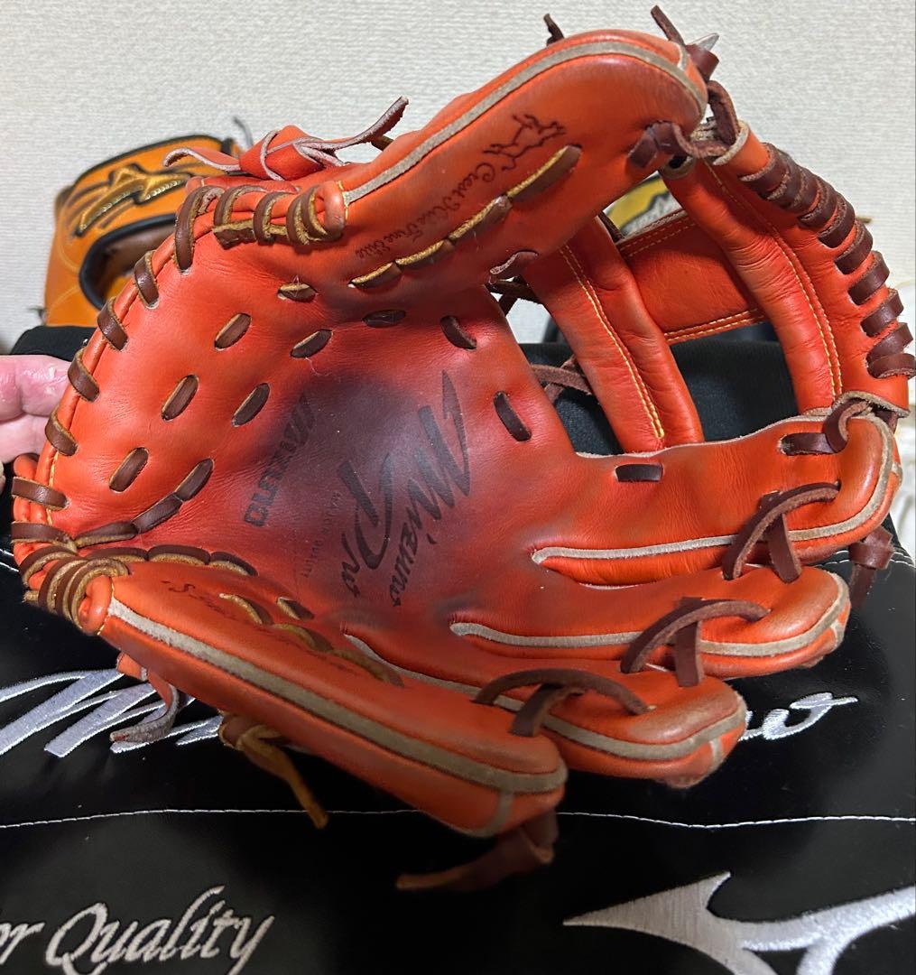 ミズノ プロ 野球グローブ 右投げ用 オレンジ