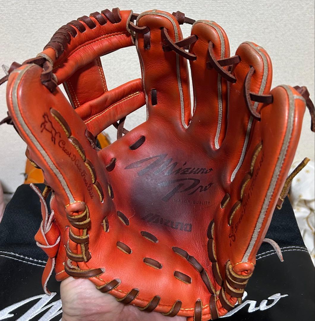 ミズノ プロ 野球グローブ 右投げ用 オレンジ