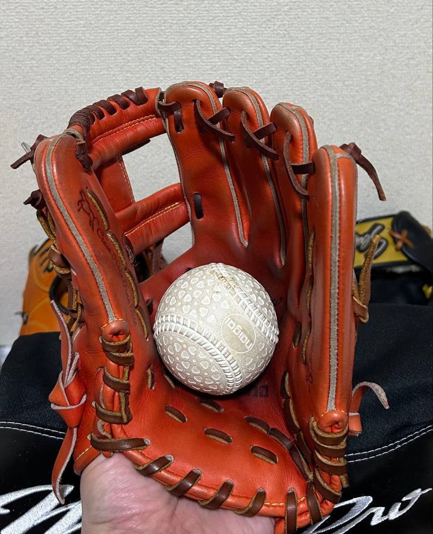 ミズノ プロ 野球グローブ 右投げ用 オレンジ