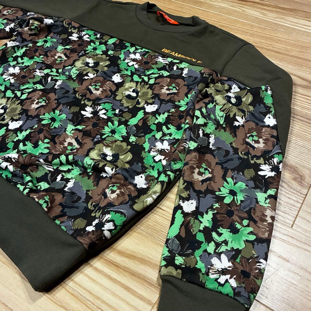 美品☆BEAMSGOLF トレーナー　花柄　S カーキ