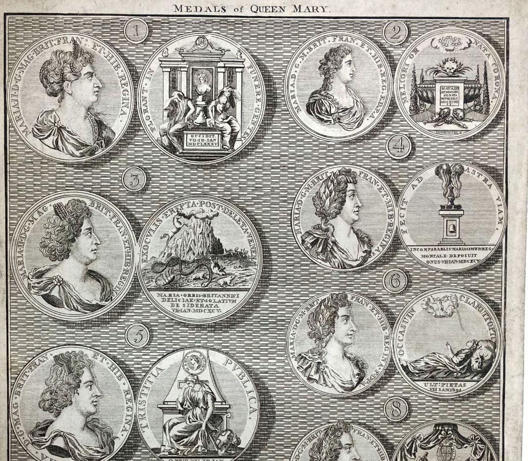 額装品　1785年頃　英国の歴史　「Queen Mary　メダル図譜」