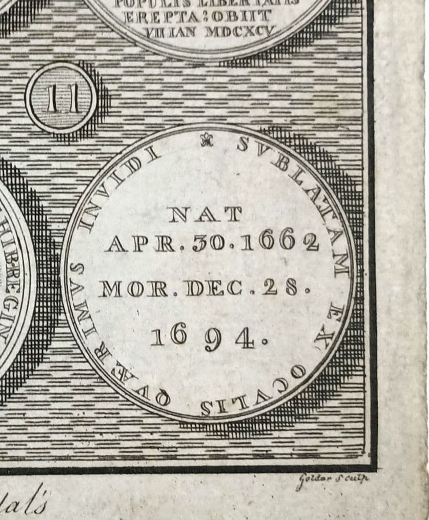 額装品　1785年頃　英国の歴史　「Queen Mary　メダル図譜」