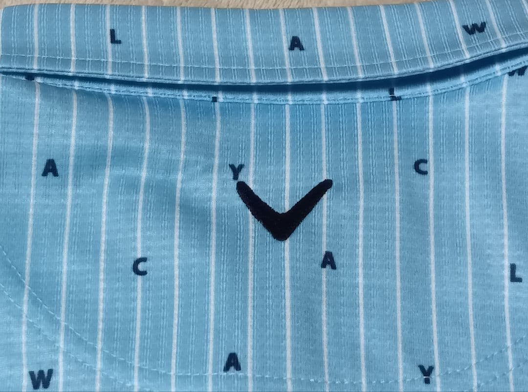 大人気のCallaway 水色 ストライプ ポロシャツ