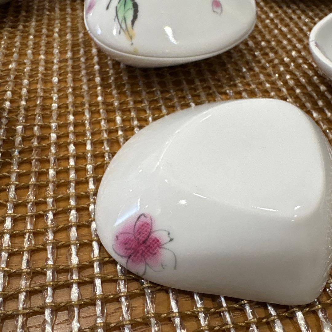 桜画　貝型蓋付き器