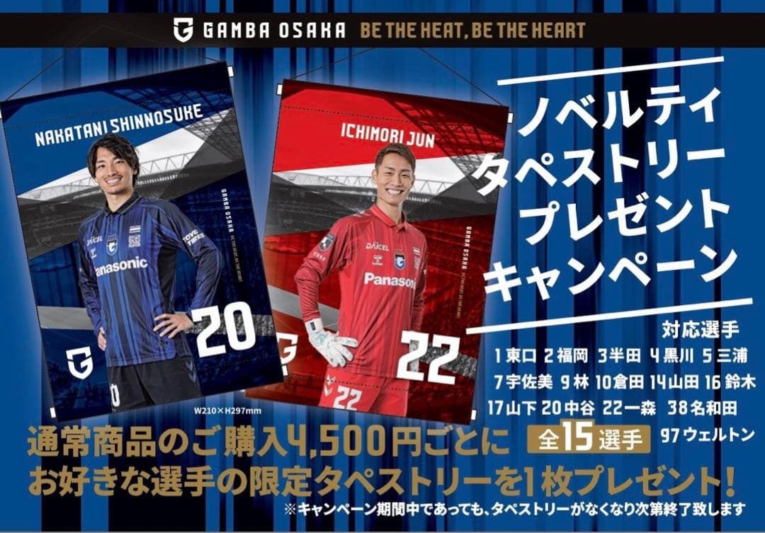 ガンバ大阪 2025 ノベルティ タペストリー 全15選手　限定品